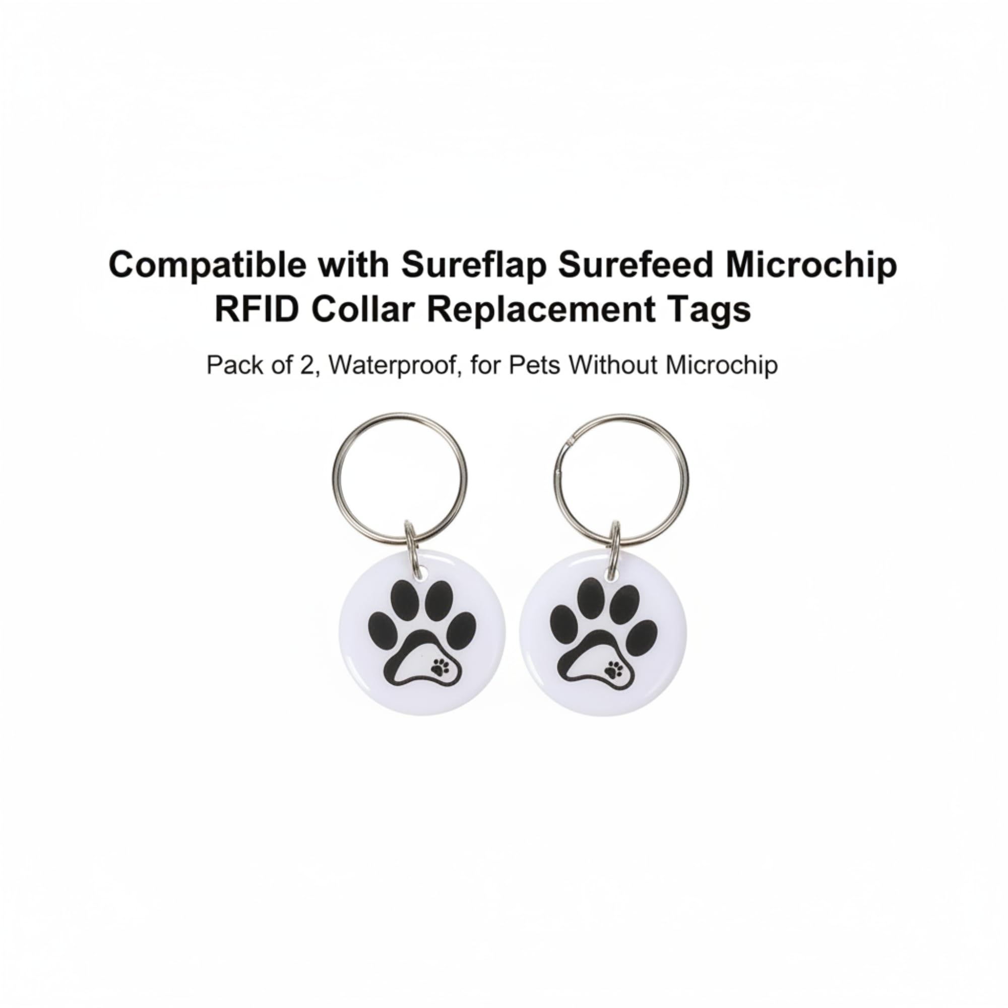 Compatibile con il collare RFID Sureflap Surefeed Microchip - Set di 2 medaglioni di ricambio impermeabili per animali domestici - Senza microchip (Bianco)