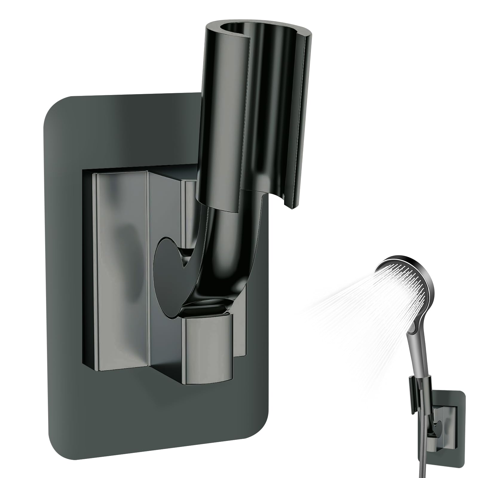 Shower Head Holder, Shower Holder with Strong Adhesive, Adjustable Shower Holder Bracket, No Drilling Wall Mount Universal Shower Head Holder Replacement for Bathroom Home Hotel