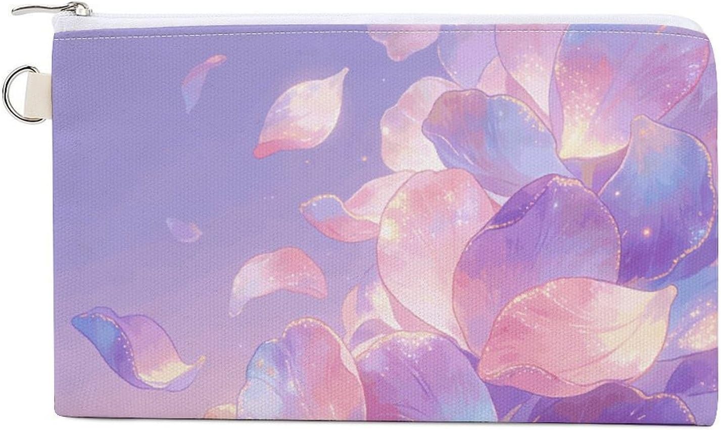 Light Petals Coin Purse Fashion Mini Change Wallet With Zipper Cute Canvas Coin Bag Small Makeup Bag Portable Change Pouch Change Holder Coin Pouch Change Bags