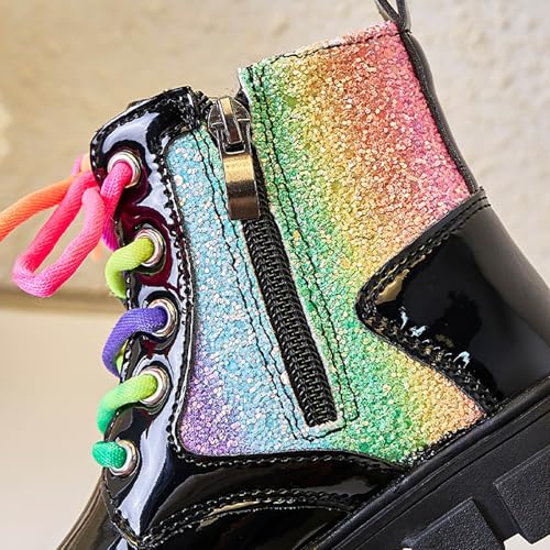 Girls Ankle Boots Kids Toddler Fashion Colorful Side Zipper Design Boots Outdoor Lace Up Boots Casual Shoes Booties2