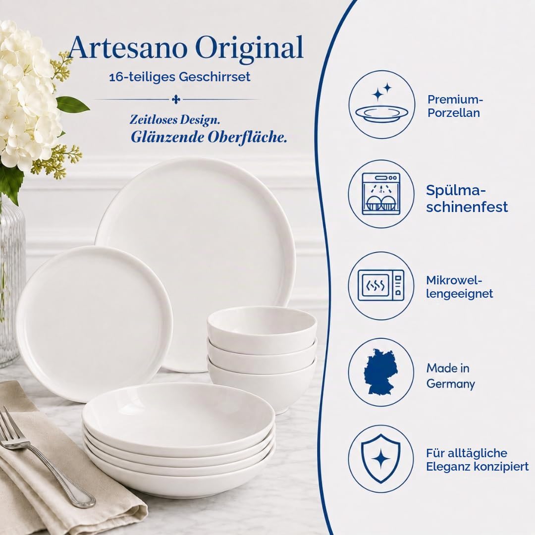 Villeroy & Boch Artesano Original 16-teiliges Set, Weiß, Größe L