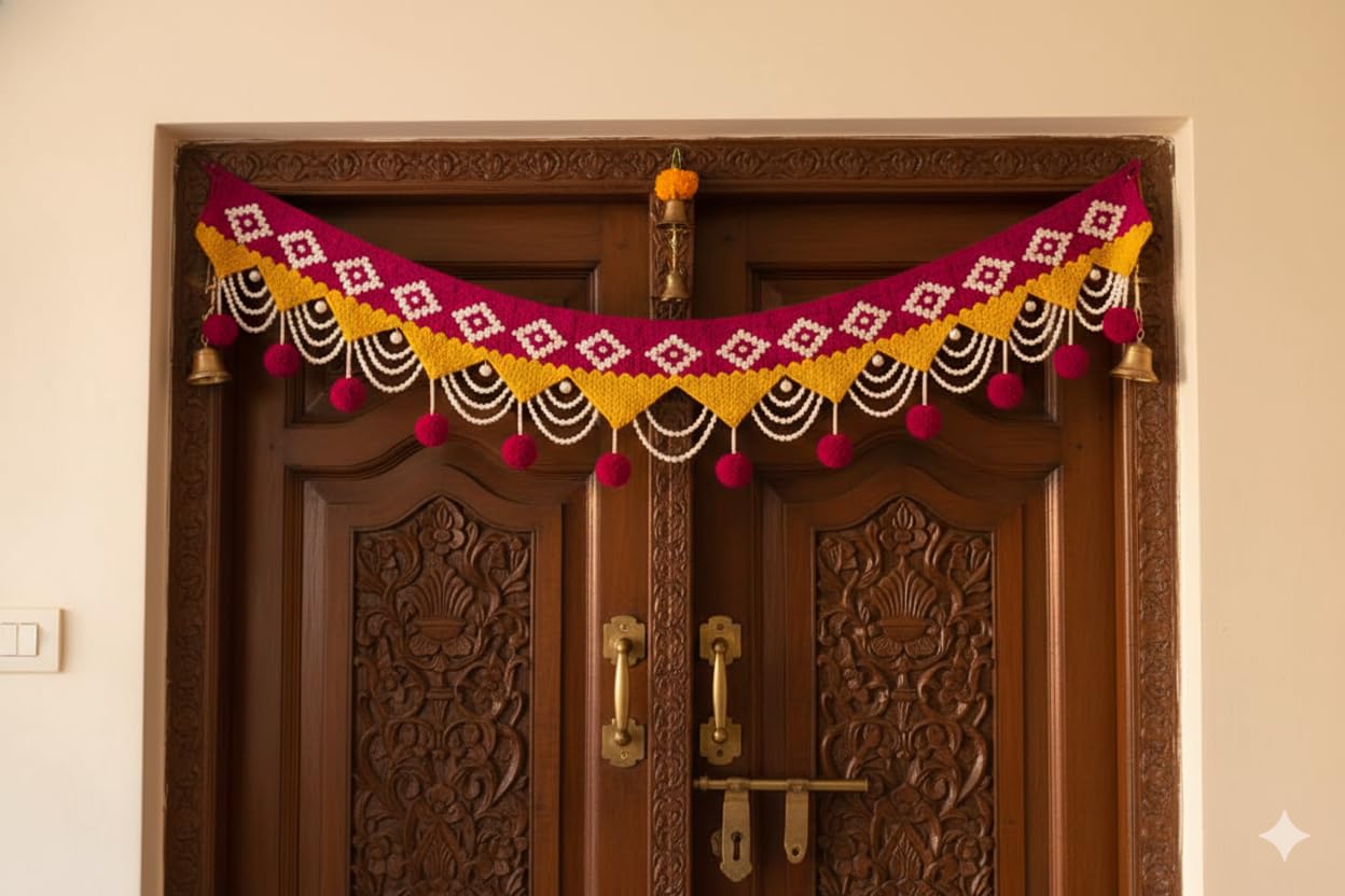 Handmade Woolen Toran - Diwali Decor & Wedding Gift -3 Handmade Woolen Toran - Diwali Decor & Wedding Gift -3