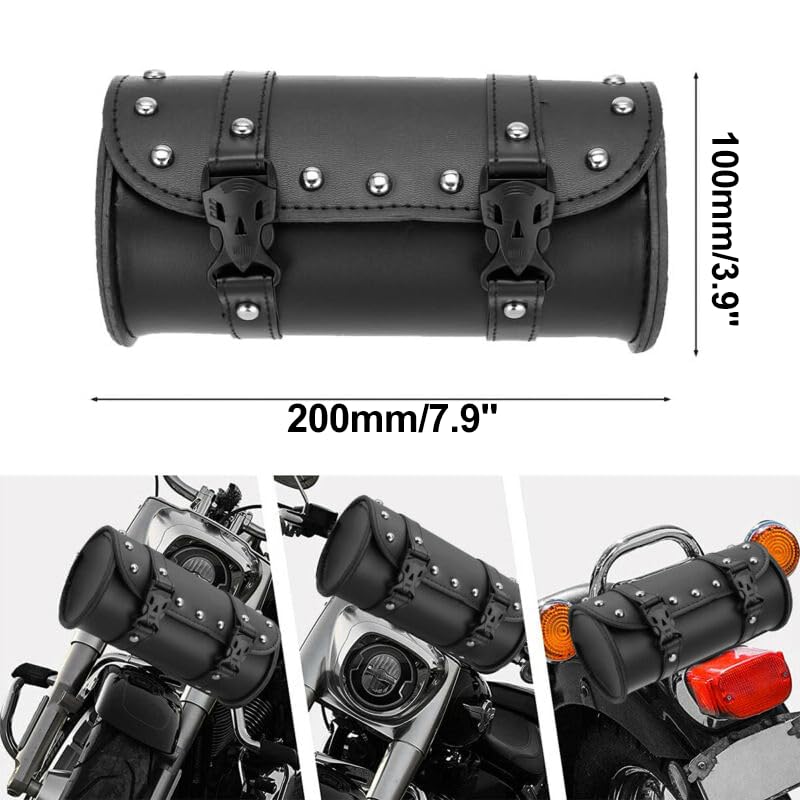Bolsa para horquilla de moto en cuero PU 8x3.8 in miniatura 2