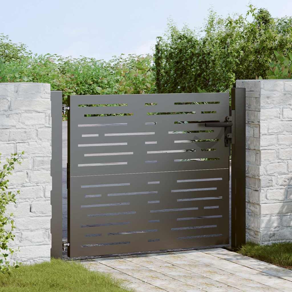 vidaXL Puerta de jardín con Cerradura Negro 110 x 105 cm, Barrera de Metal Duradera