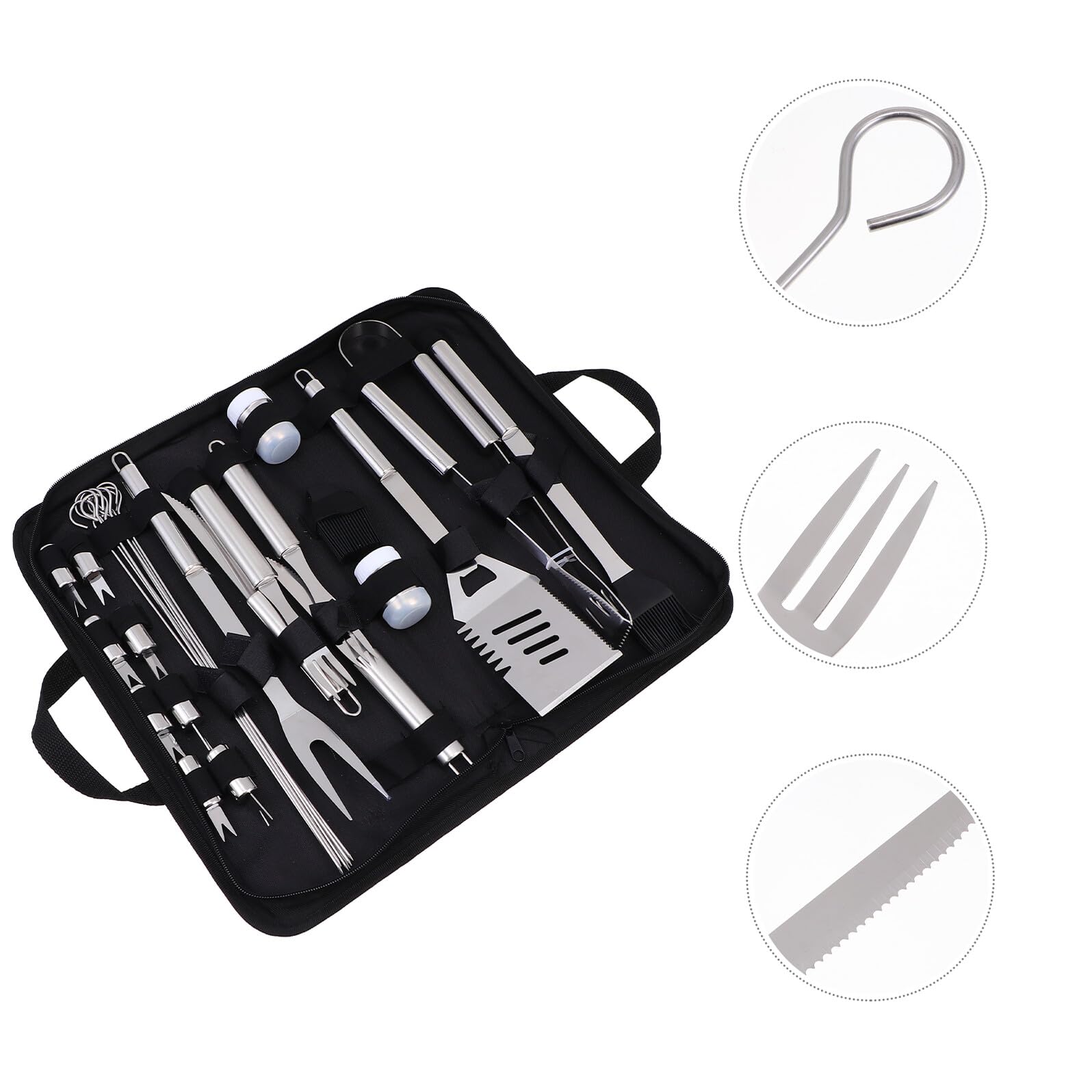 Kit Utensili Barbecue in Metallo Resistente Completo per Grigliata Casa e Outdoor Attrezzi Resistenti e Pratici con Borsa Oxford Accessori Barbecue Essenziali per Grigliate