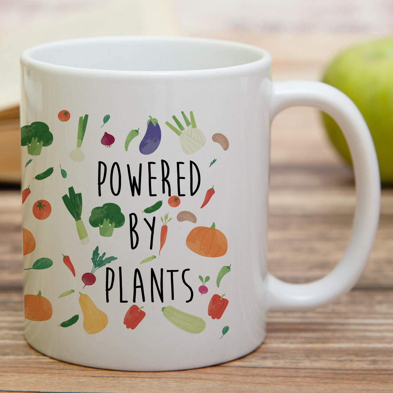 Retreez "Powered By Plants" Funny Vegan Mug - 11 Oz Ceramic Coffee Cup Gift