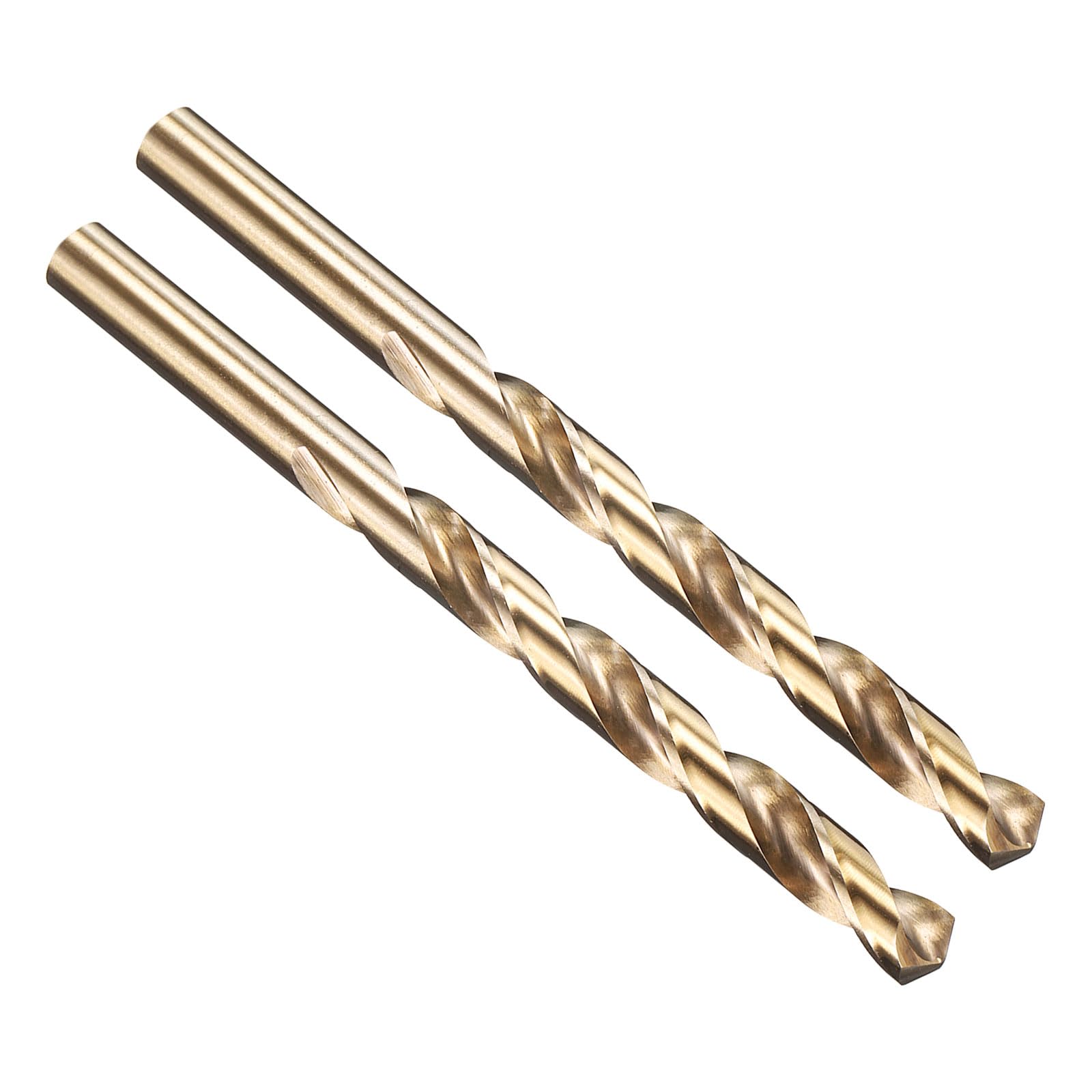 PATIKIL 11/32" Drill Bit, Jobber Straight Shank M35 Cobalt 5% High-Speed Steel 135° Gold Finish for Stainless Steel Hard Metal - 2 Pack