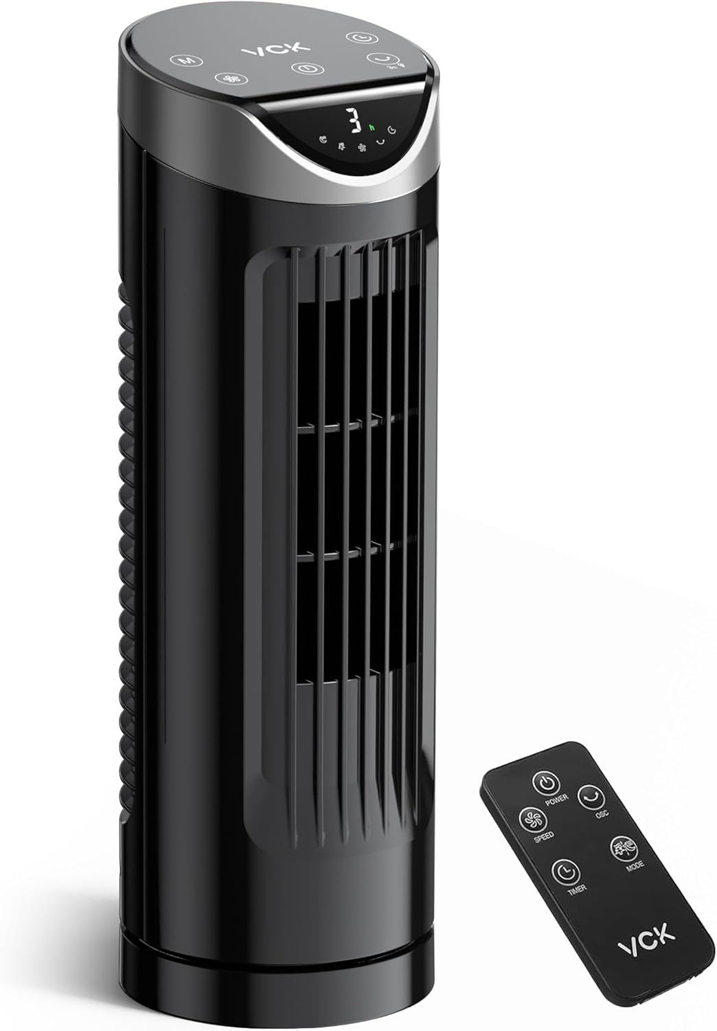 Tower Fan for Bedroom, 26 dB Quiet Bladeless Fan with Remote, LED Display, 9 Speeds, 1-8H Timer, Personal Desk Fan 90° Oscillating Fans for Indoors, 13 Inch Portable Table Fan for Room, Home, Office