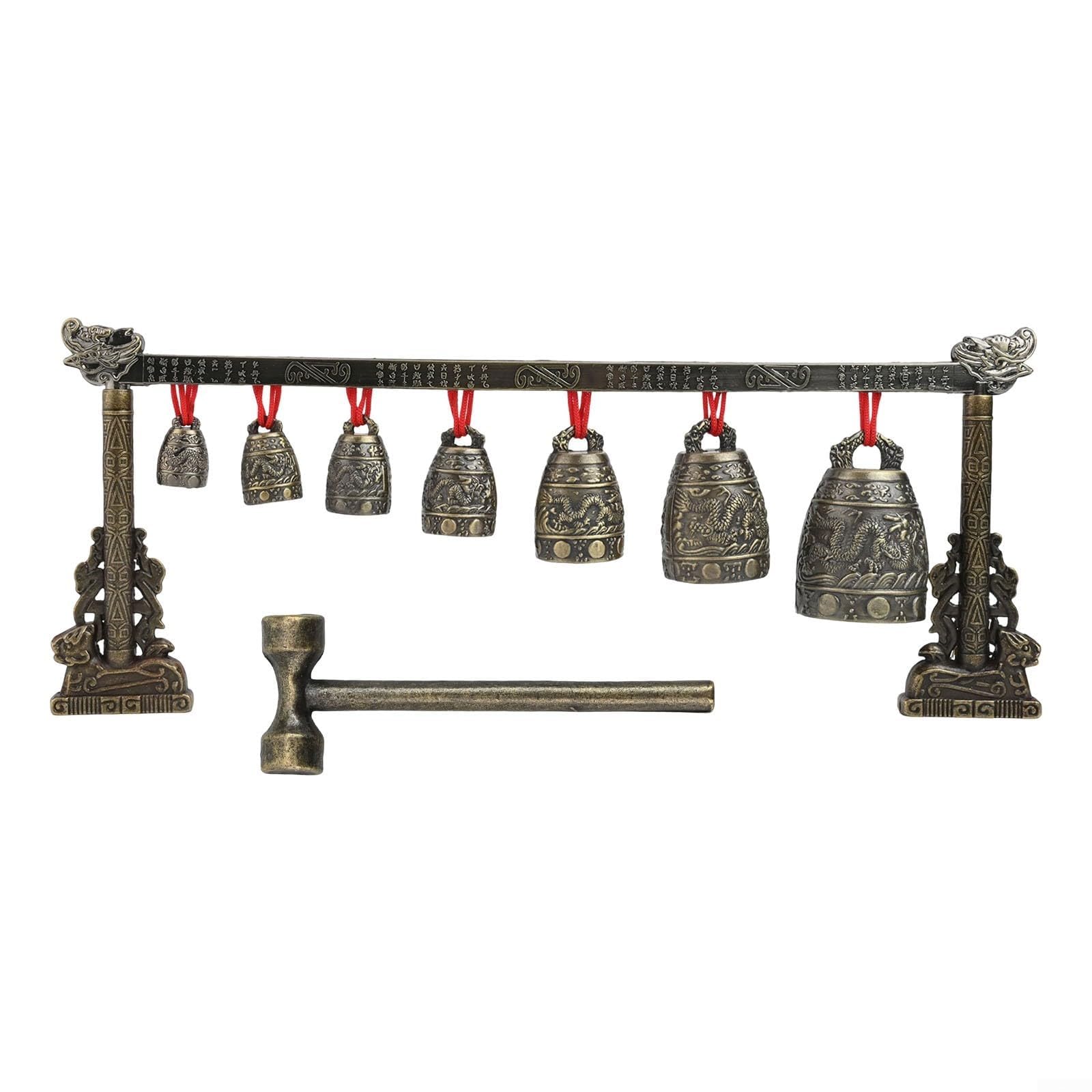 Gong de méditation décoratif en bronze avec 7 clochettes pour des pratiques améliorées de yoga et de pleine conscience