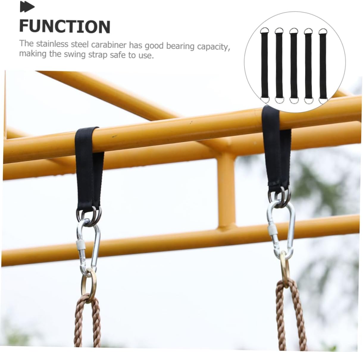 5pcs Hammock Fixed Straps with Stainless Steel Rings Durable Outdoor Swing Hanging Straps for Trees Easy Installation Multipurpose Use Reliable Material
