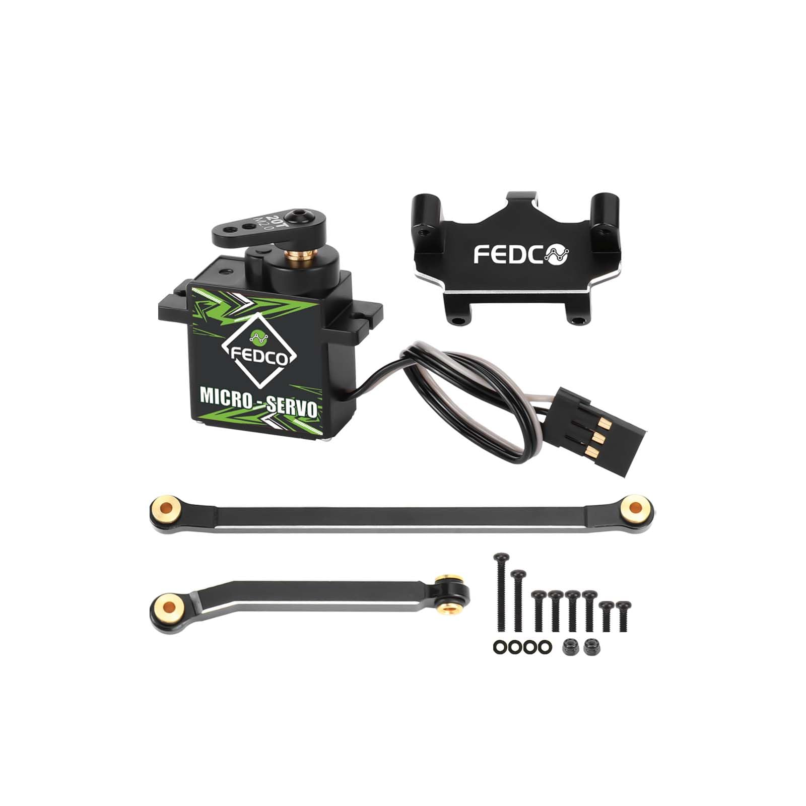 FEDCO CR18P Servo Upgrade 1kg Metal Gear Servo with 20T Servo Arm Steering Link Servo Mount Steering Set for HobbyPlus Arktos 6x6 Furitek FX118 CR18P