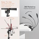 Ramzi Support musical pour partitions 5 In-1 Support de carnet de bureau à double usage , Support de musique lumière, sac de transport, Clip de partition