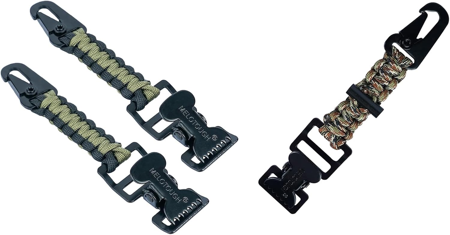 MELOTOUGH Tactical Glove Clip Braided Paracord Work Glove Holder Clip for Tactical Backpack, Tool Belt, Outdoor Accessary (Army Green 2pcs & Camo 1pcs)