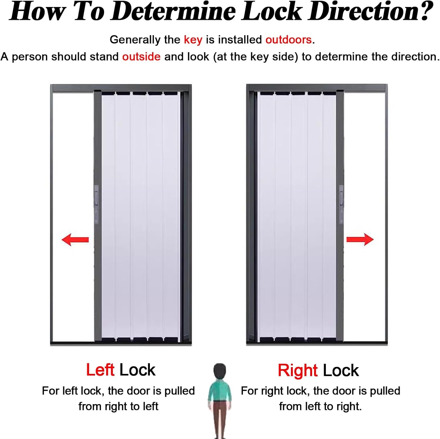 Folding Accordion Door - Locking White Aluminum Sliding Closet Doors for Bedrooms, Offices, Hotels, Laundry Rooms, Magnetic Safety Gate for Dogs, 36-80 Inch Wide