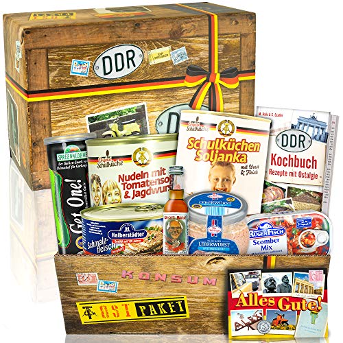 Herzhafte DDR Geschenkbox für Männer - Ost Waren wie früher - Geschenkbox aus dem Osten mit Spezialitäten - Tolles Ossi Geschenk