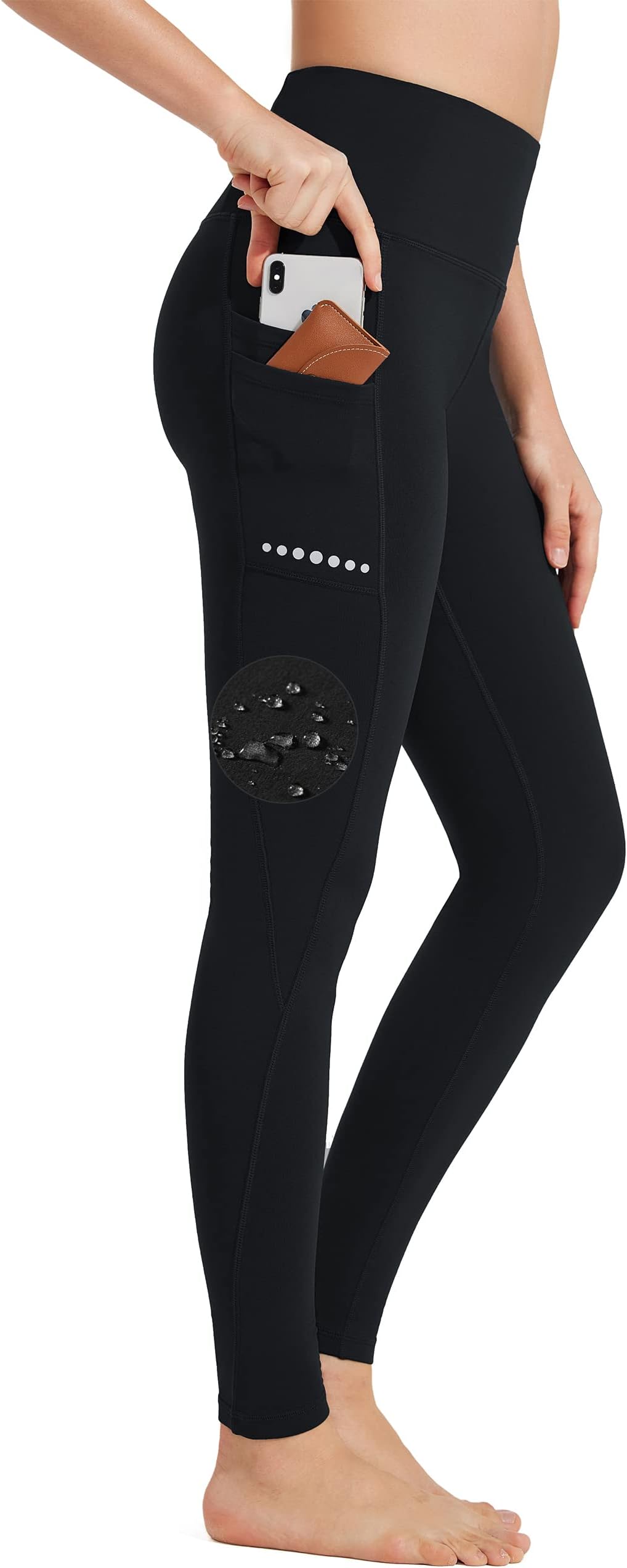 Women's Thermal Sport Leggings Winter High Waist Fleece Lined Waterproof Non-See-Through Tummy Control Slim Fit Yoga Pants Sports Pants Sweatpants Fitness Pants with Pockets