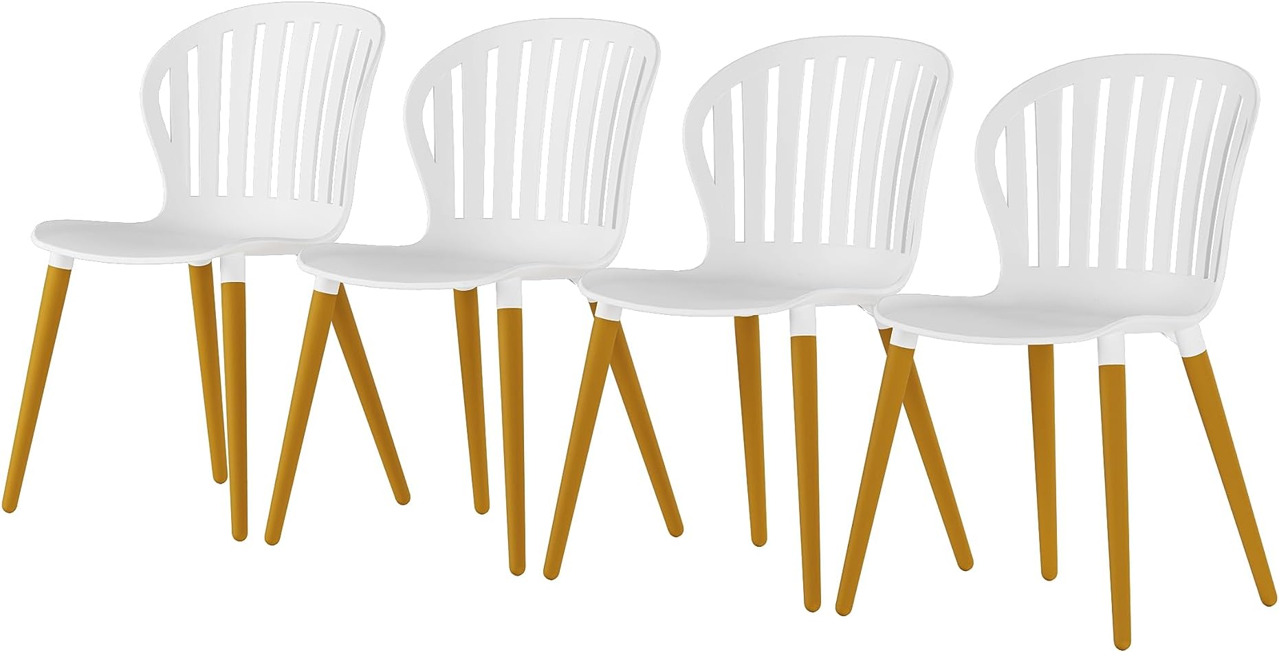 Brampton | Teak Finish | Ideal for Patio and Indoors Amazonia Reims 4-Piece Outdoor Dining Chair Set, White