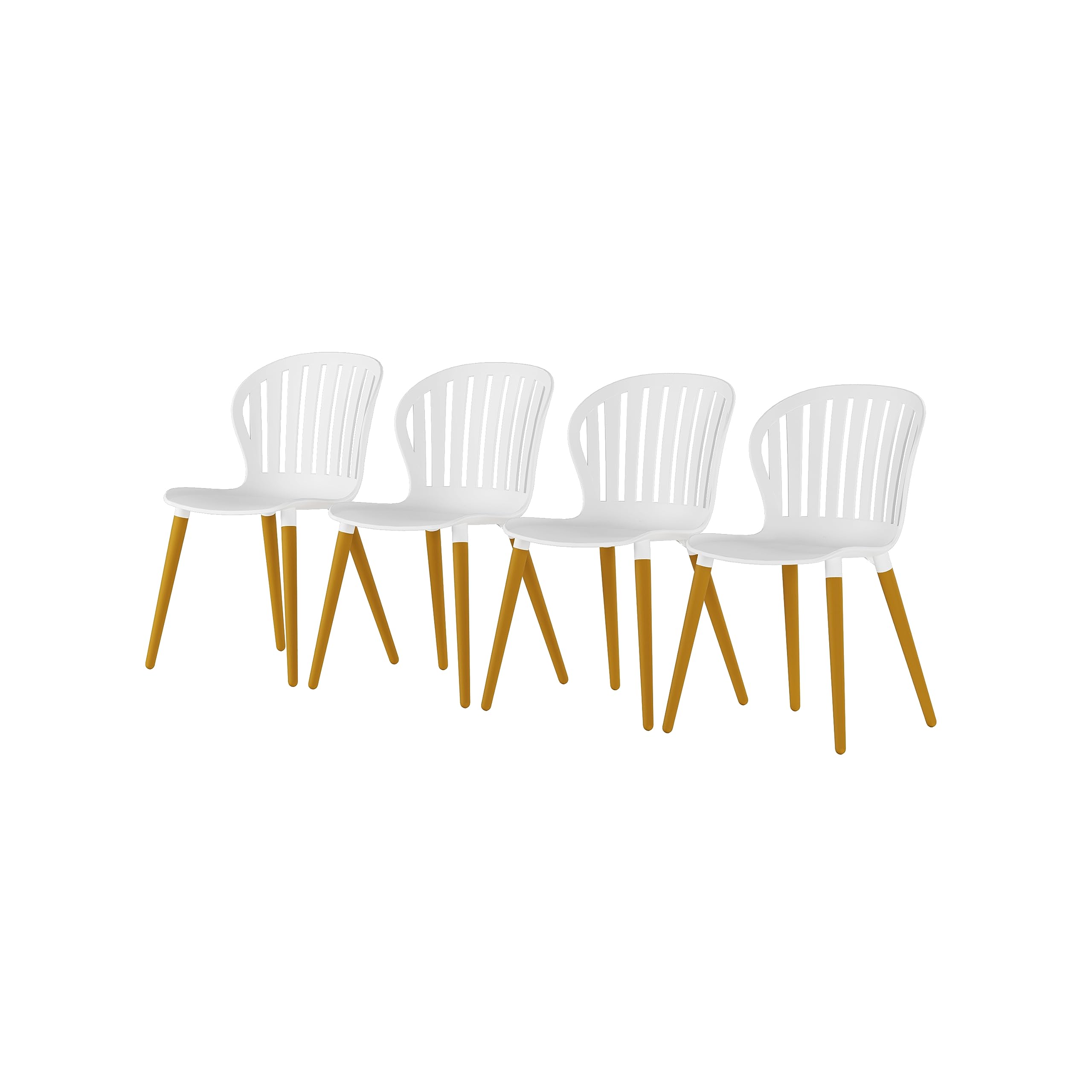 BramptonTeak Finish | Ideal for Patio and Indoors Amazonia Reims 4-Piece Outdoor Dining Chair Set, White