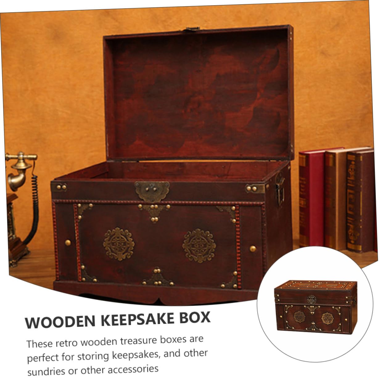INOOMP Retro Aufbewahrungsbox Vintage Schatzkiste Klein Robuste Dekorationsbox für Schlafzimmer und Wohndeko