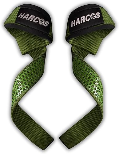 HARCOS Correas de levantamiento de pesas de algodón de alta calidad de 24 x 1.5 pulgadas, muñequeras resistentes con agarre de silicona y acolchado