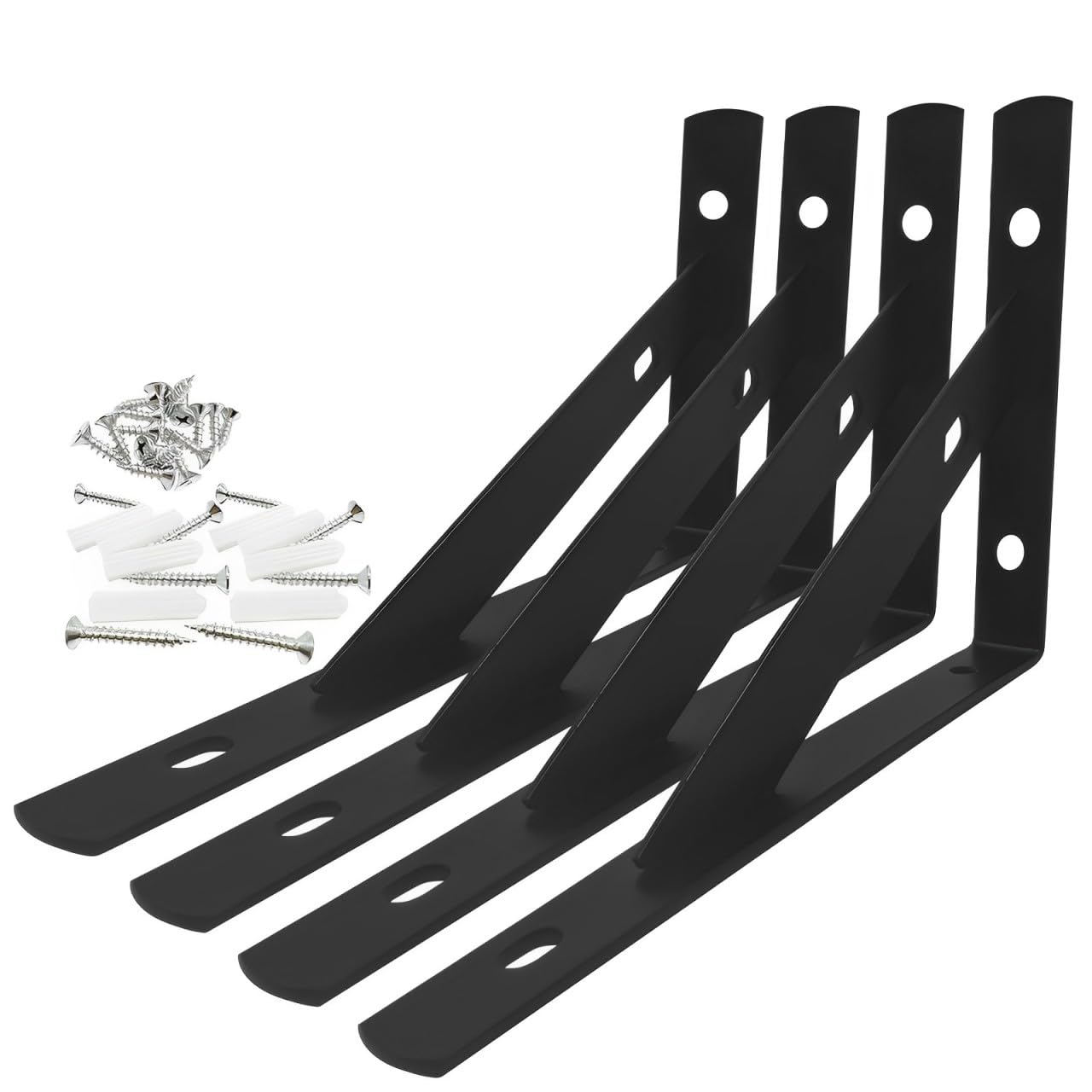 Xpieoyrm 4 Piezas 150 x 95 mm Soportes para Estantes, 6 pulgadas Escuadras Metalicas con Tornillos, Soportes Estantes Triangulares de 90 Grados Angular de Montaje Para Montaje en Pared