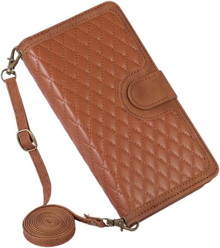 Crossbody Case for Google Pixel 10ProXL/10 Pro/10, Multiple Card Slots Flip Leather Phone Cover with Wrist Strap Drop Protection Shell Purple