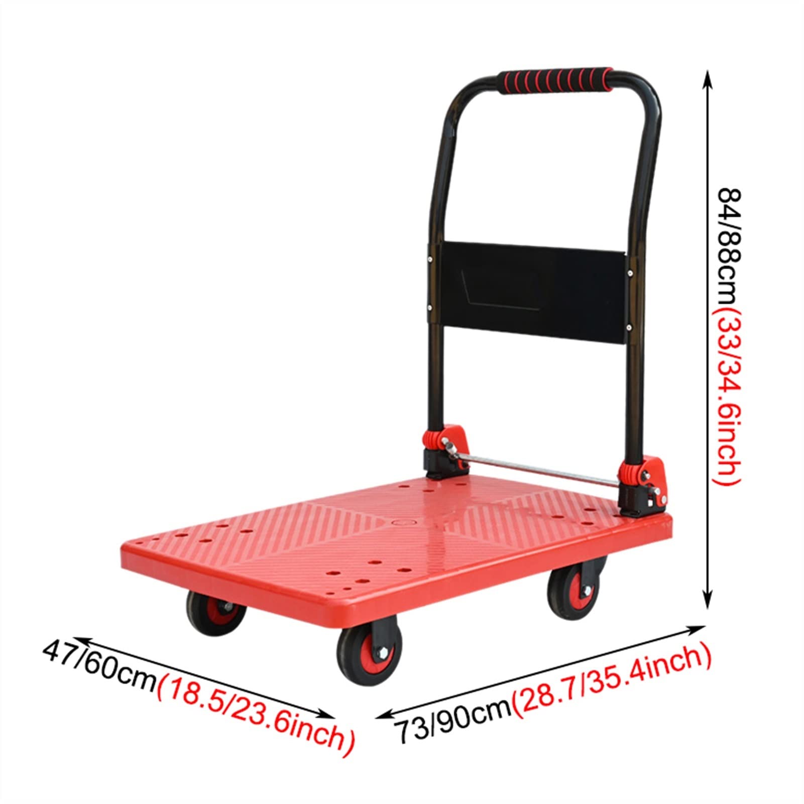 HeavyDu - Carro de plataforma plegable de 300 kg, ruedas silenciosas, portátil, para transporte de almacén, 73 x 47 x 84 cm, perfecto para mover y transportar mercancías de manera eficiente