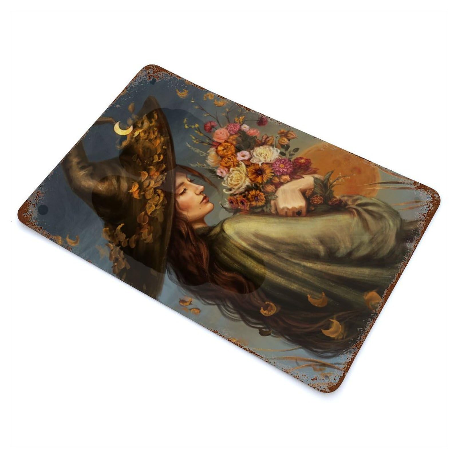 Witch of The Last Blooms Decorative Tin Sign 11.8"x7.9", for Bistro, Counter And Cafe Decor, Classic Wall Plaque