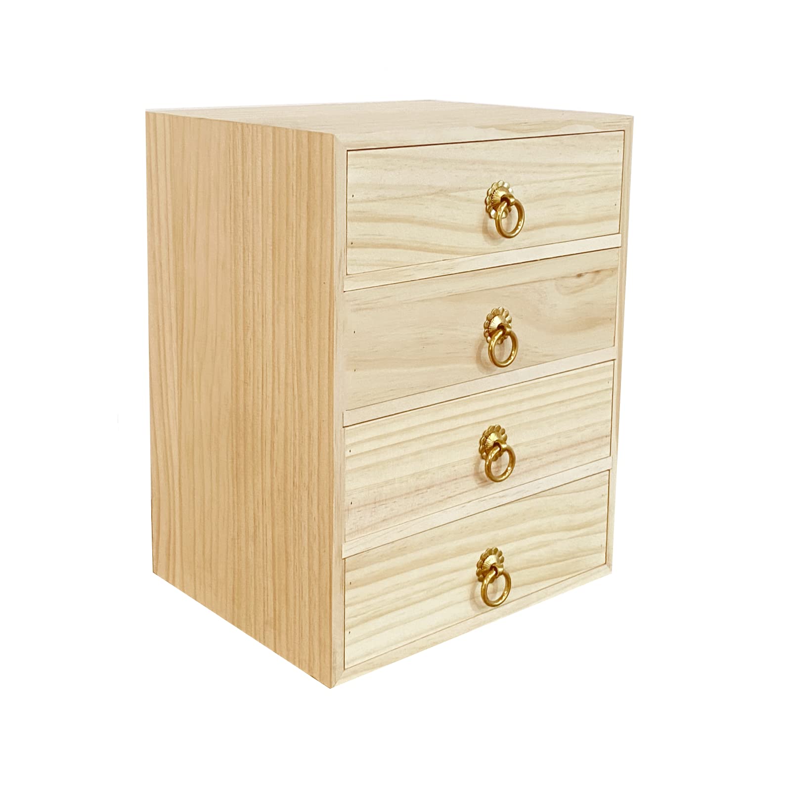 Buy LONG TAO 4 Layer Natural Wooden Storage Box with Drawers Wooden Desk Organizer Desk Drawer