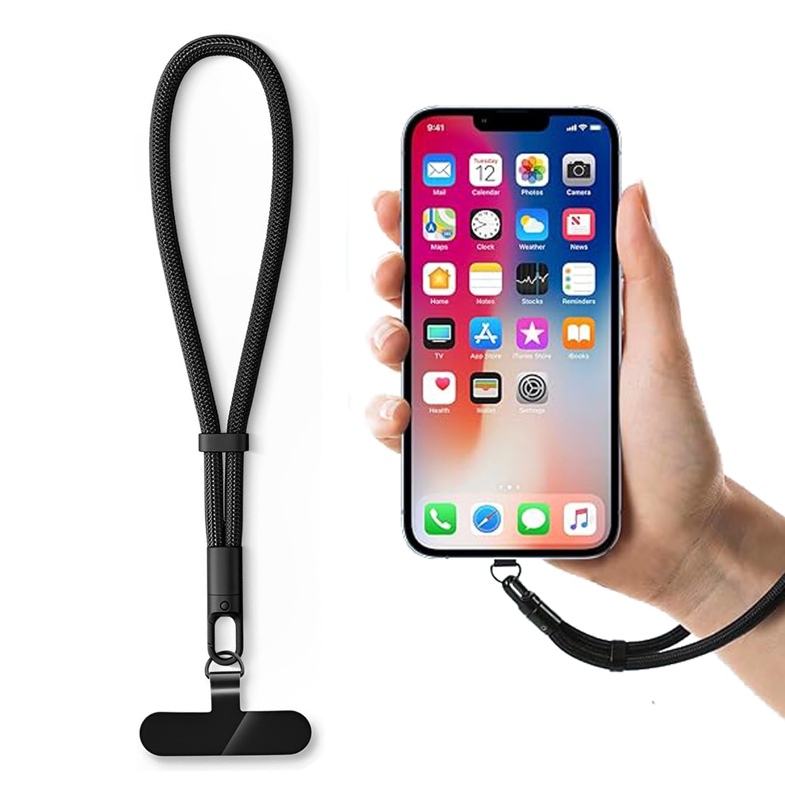 Shweehon Unisex Black Mobile Phone Lanyard, Phone Wrist Strap Anti Theft, Phone Lanyard Wrist Comfortable Cellphone Lanyard, Hand Wrist Strap, For Most Smartphones(Black)