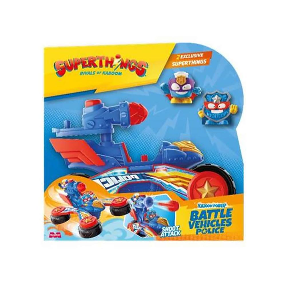 SUPERTHINGS KAZOOM POWE - Battle Vehicle Police - Superthings Kazoom Power TV Series Heroes Police Battle Vehicle - Contains 1 Battle Vehicle, 2 Exclusive Superthings, 1 Projectile