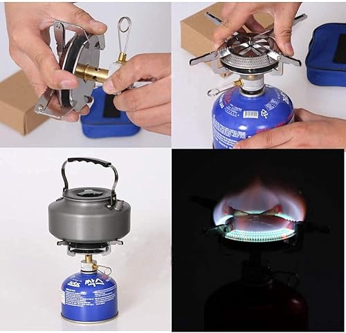 Miniatura 7 de CHENBO Estufa ligera para acampar al aire libre - Estufa de gas plegable para cocinar y mochilero
