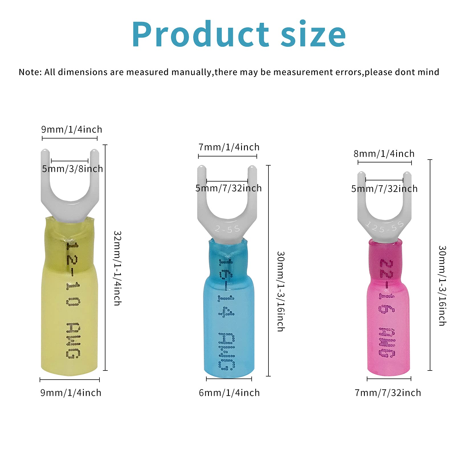 XmucTech 90 Pcs 2216 1614 1210 AWG 10 Heat Shrink Fork Spade