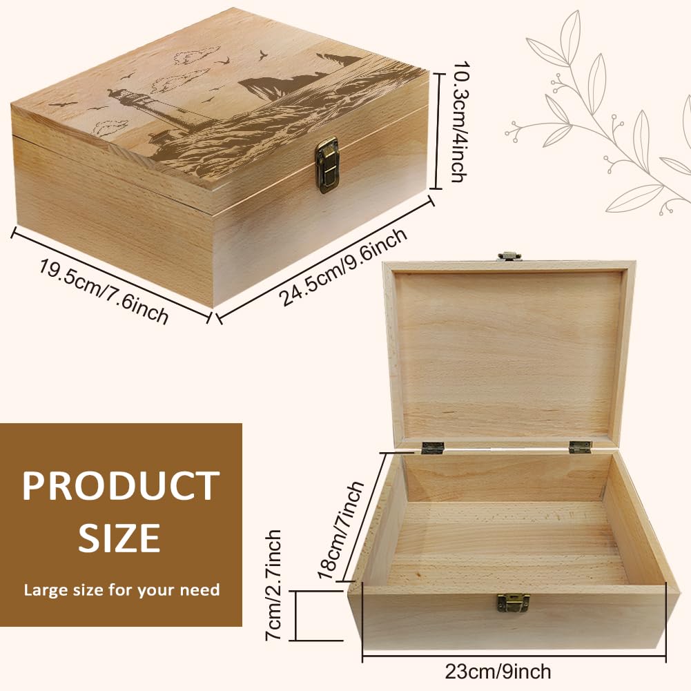 arricraft Lighthouse by the Seaside Theme Wooden Memory Keepsake Box - Image 2