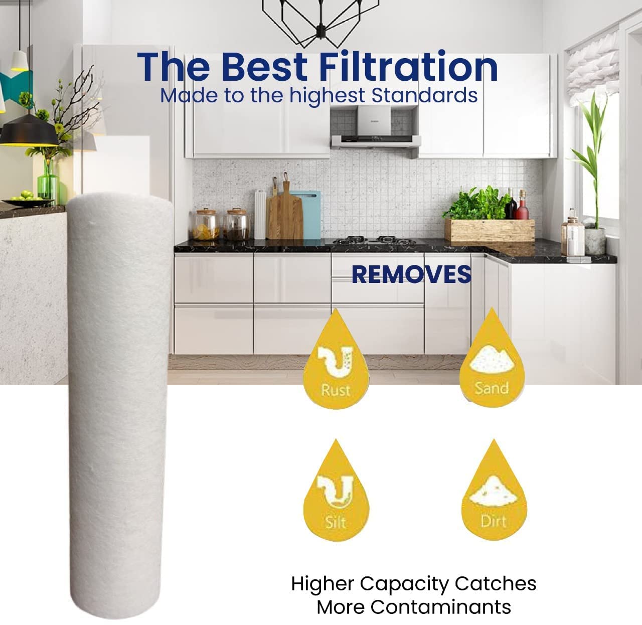 Akua Beat 2 Pcs Sediment Filter 10 Inch Candle/RO Filter/Pre Filter/Spun Filter Compatible with Pureit Water Purifier Comes with Opening Spanner 3
