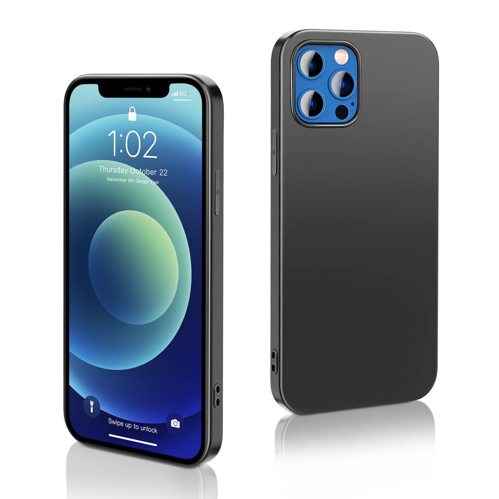 Ylife Compatible with iPhone 12 Case and iPhone 12 Pro Case, Ultra Slim Soft Bumper Cover Designed for iPhone 12, Shockproof Silicone Anti-Scratch TPU Case for iPhone 12 Pro 6.1 inch, Matte Black