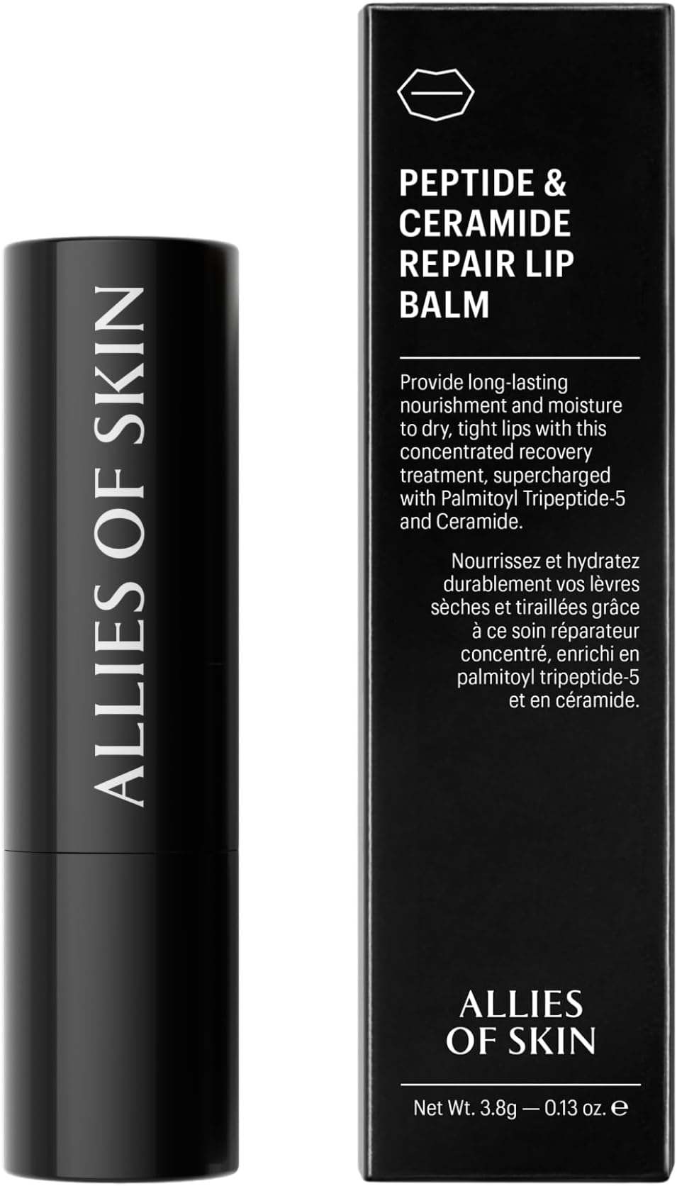 Peptide & Ceramide Repair Lip Balm Treatment - with Palmitoyl Tripeptide-5, Ceramide NP, Sea Buckthorn, Avocado & Sunflower Seed Oil, Shea Butter, Vitamin C & E. 3.8g/ 0.13 oz