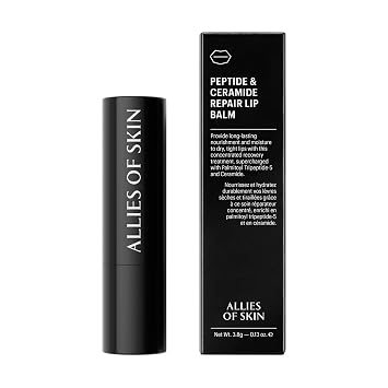 Allies of Skin Peptide & Ceramide Repair Lip Balm Treatment - with Palmitoyl Tripeptide-5, Ceramide NP, Sea Buckthorn, Avocado & Sunflower Seed Oil, Shea Butter, Vitamin C & E. 3.8g/ 0.13 oz