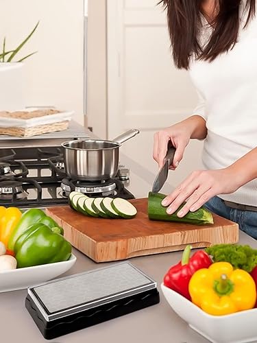 Miniatura 7 de Piedra de afilar de doble cara con diamante, piedra de afilar para cuchillos Kalolary con superficie de nido de abeja y base antideslizante para