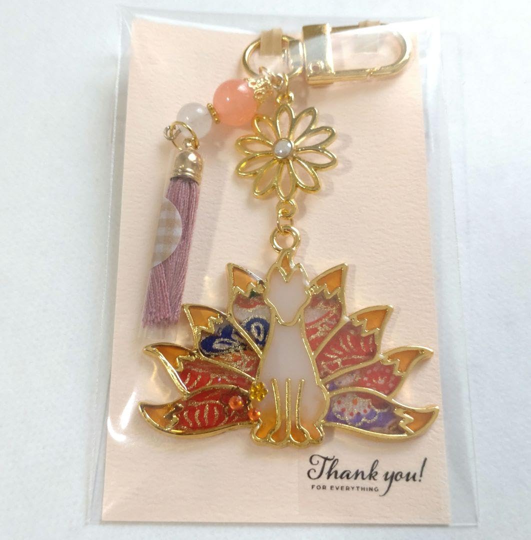 Amazon.co.jp: 003九尾の狐 和風 レジンキーホルダー オレンジ 橙色