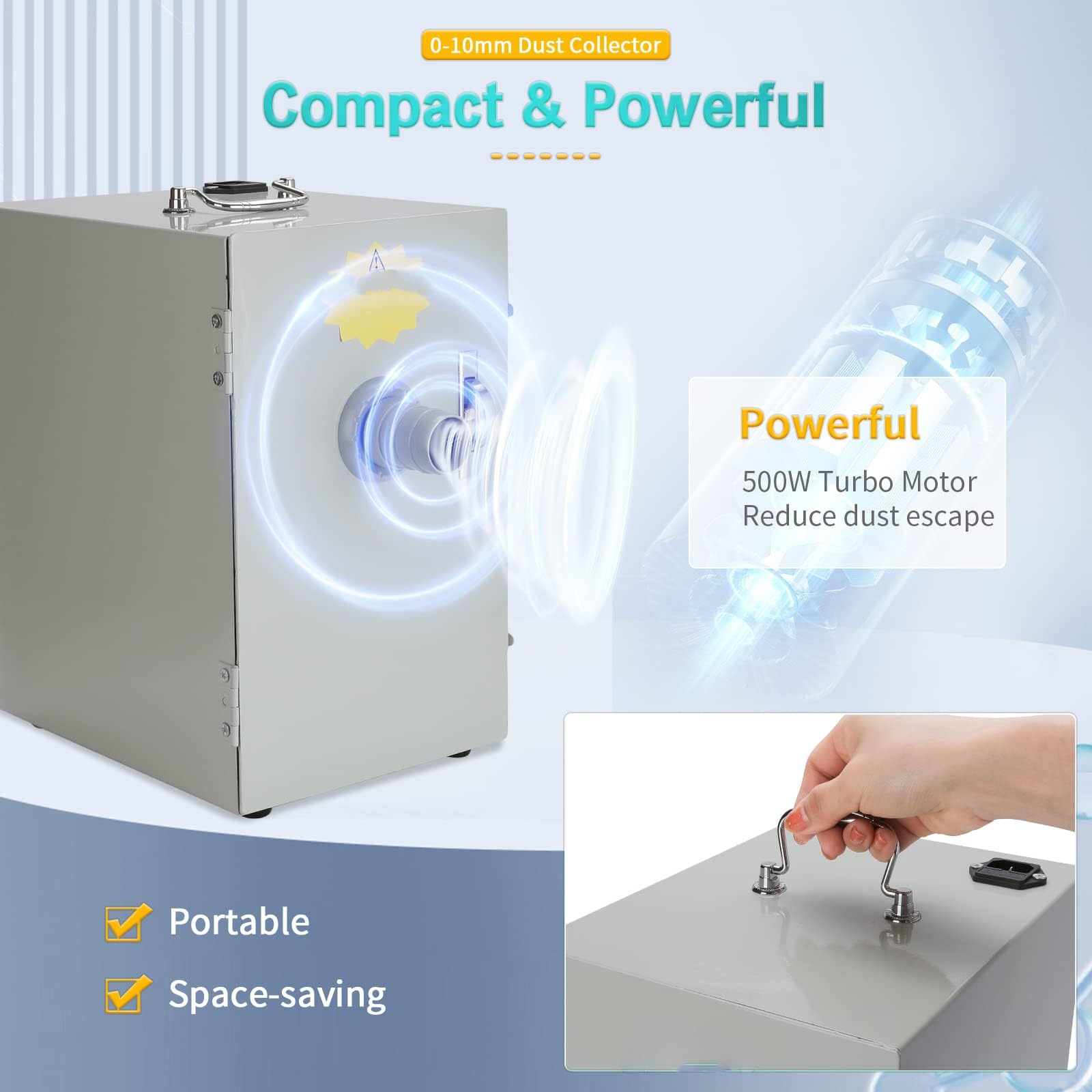 Aspirapolvere digitale a fila singola for laboratorio dentale portatile da 500 W, attrezzatura for pulizia dentale rettangolare JT-26