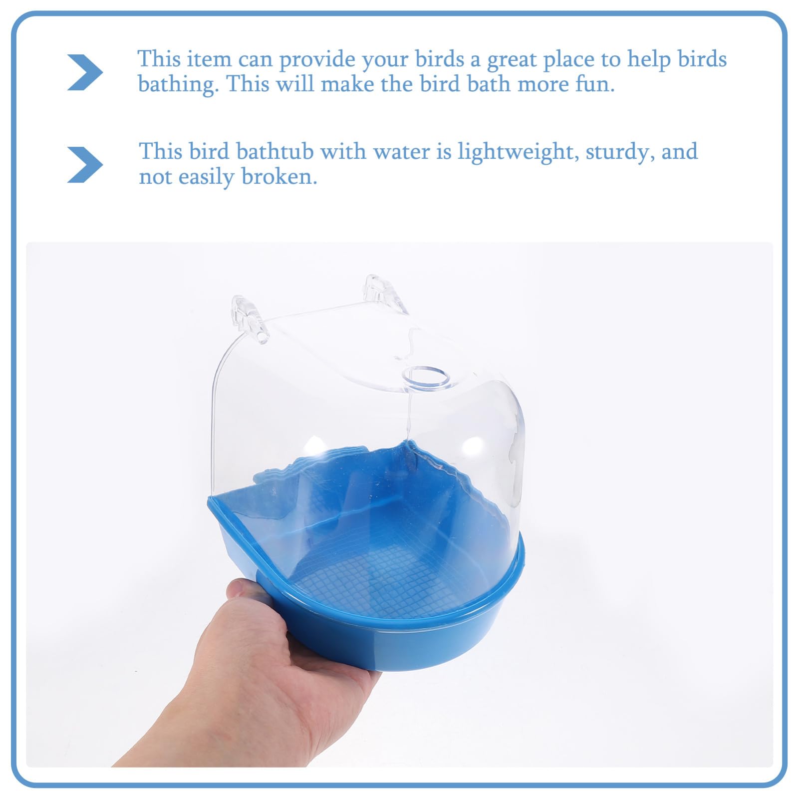 Angoily 3pezzi Vasca da Bagno per Uccelli con Finestra per Riempimento e Design Innovativo per Pappagalli e Uccelli Piccoli Blu Materiale Sicuro e Resistente