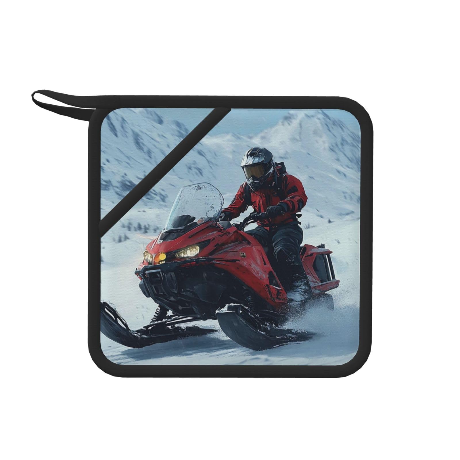 Pot Holders Set of 2 Kitchen Heat Resistant Potholders Snowmobile Silicone Aunty-hot Pad Cotton Lining Oven Hot Pads for Cooking Baking BBQ Microwave Kitchen