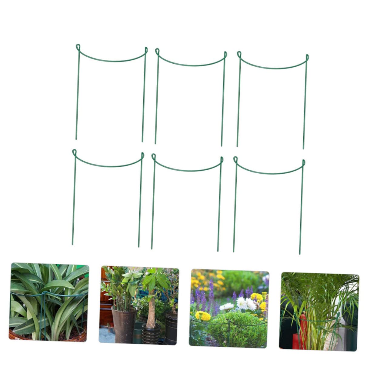 SUPVOX Tuteurs pour Plantes Demi-Ronds en Fer Verts, Lot de 6