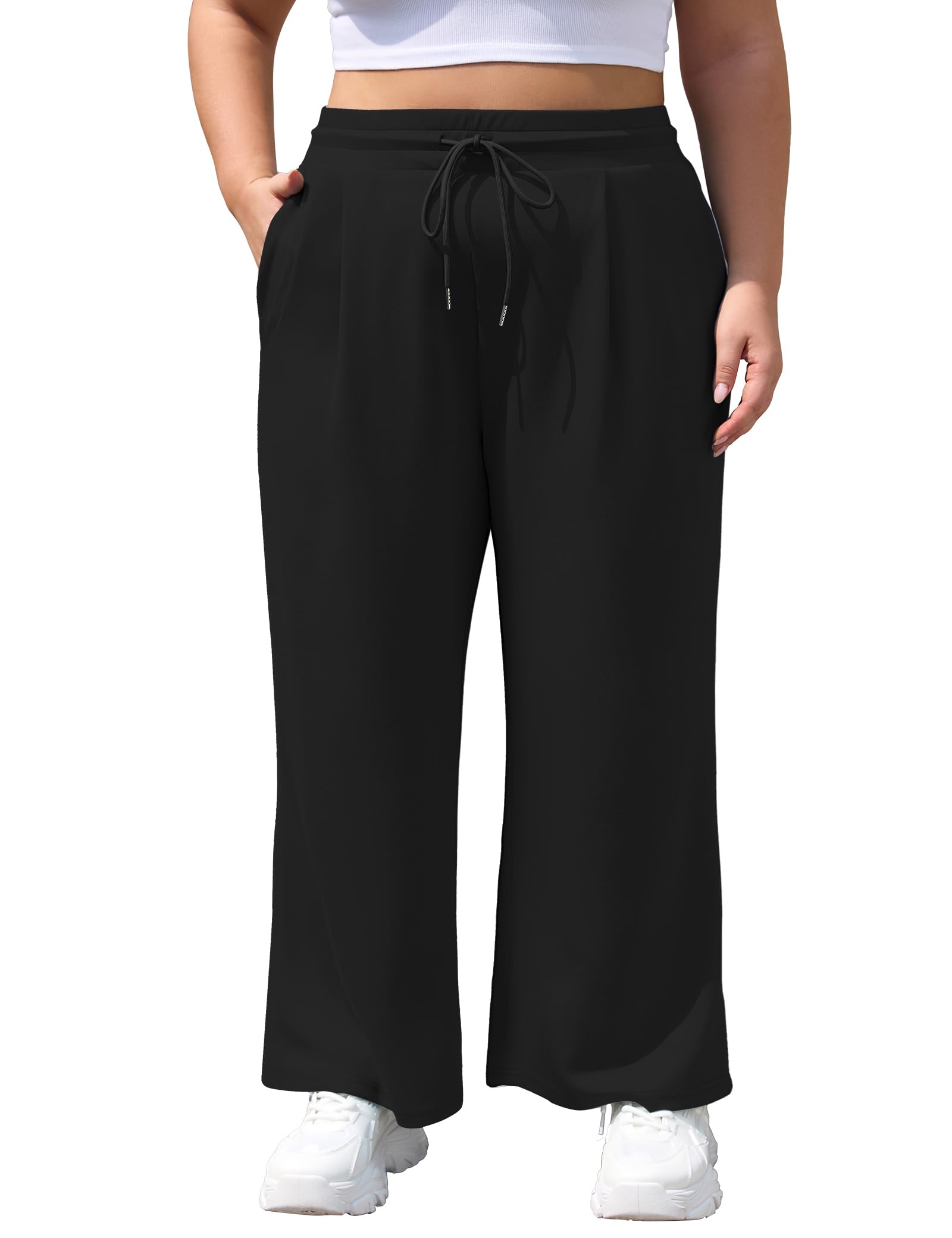 COOTRY Plus Size Straight Leg Sweatpants Women Athletic Workout Yoga Pants Lounge Casual Sweat Pants with 3 Pockets