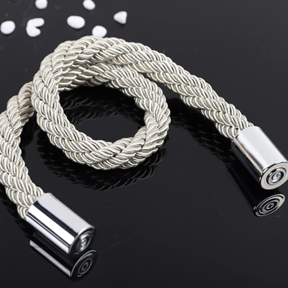 TopHomer Magnetic Curtain Tiebacks Modern Curtain Holdbacks Curtain Ties with Thicker Twist Rope for Home Office Outdoor Window Drapery (Blue, 4)