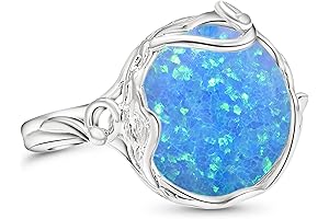 925 Sterling Silver Vintage Blue Opal Ring Size 6-9