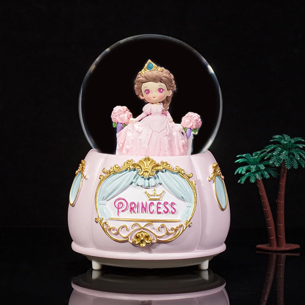 プリンセス　スノードーム　オルゴール Amazon.co.jp: 女の子用スノードーム 100mm 回転するプリンセススノー