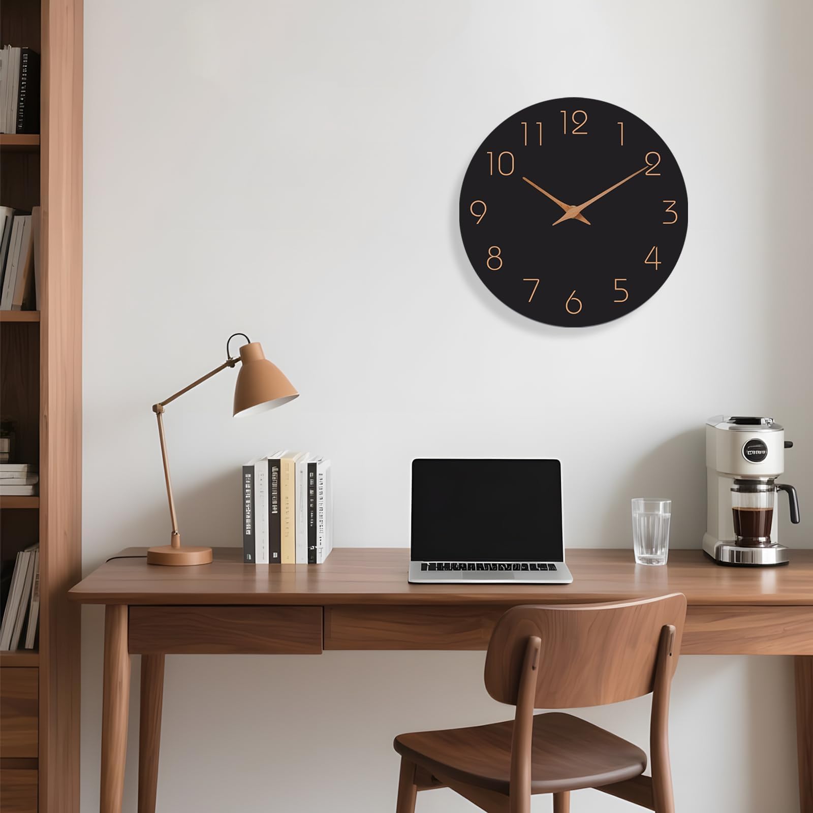 Horloge Murale Silencieuse 20cm Bois Design Moderne Noire