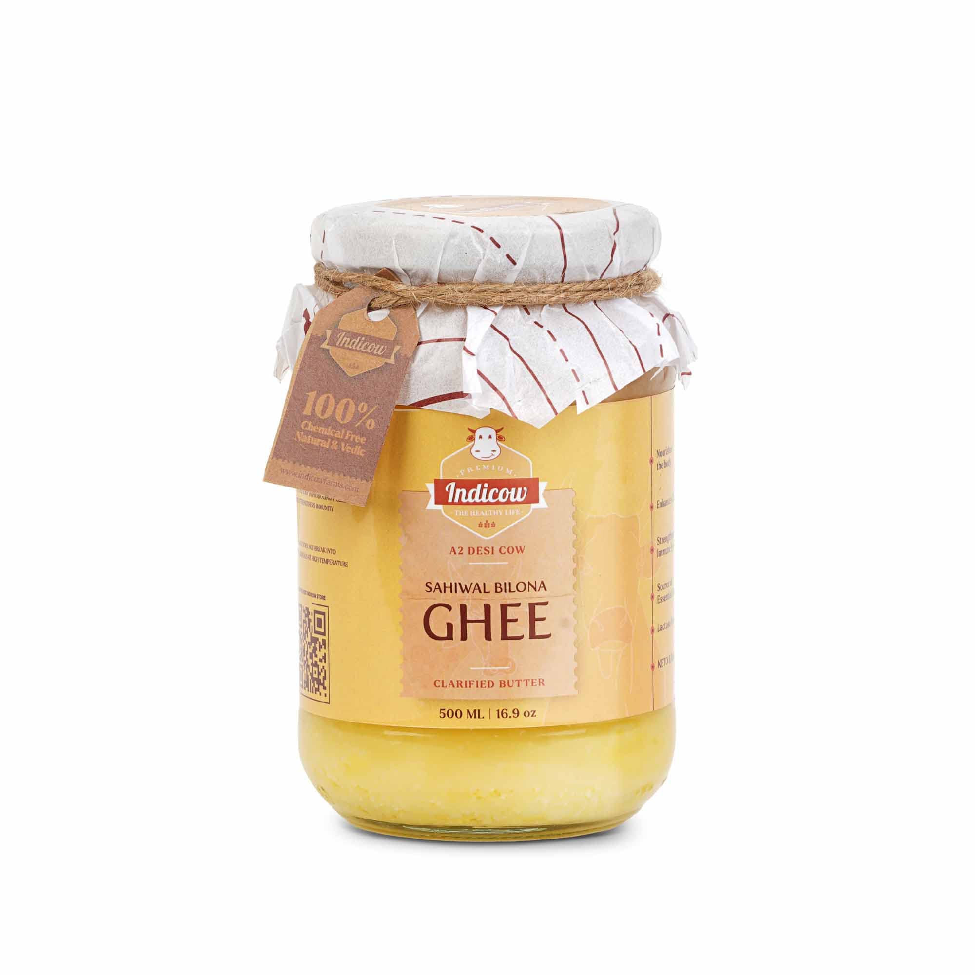 Indicow Organic Dairy Foods Pure Authentic A2 Ghee (500ml, Sahiwal)